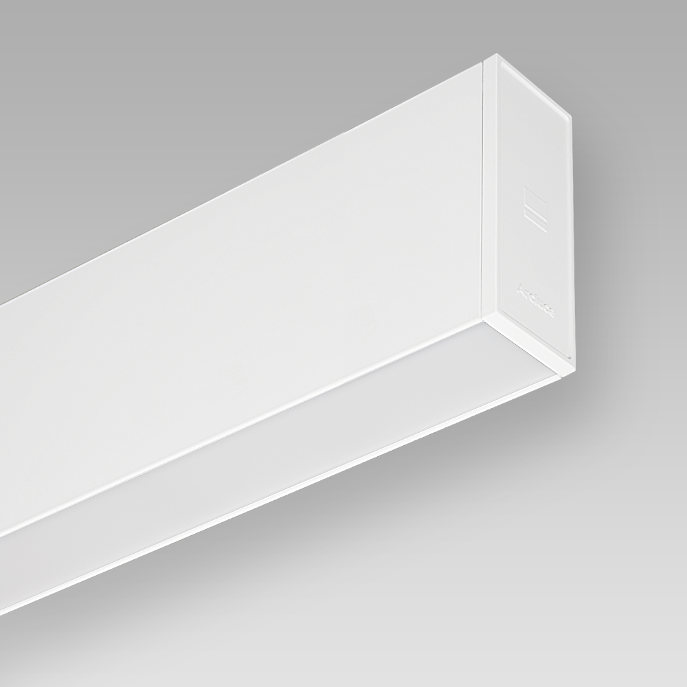 Wall-mounted luminaire with an elegant linear design for indoor lighting, with direct/indirect optic for a diffused lighting