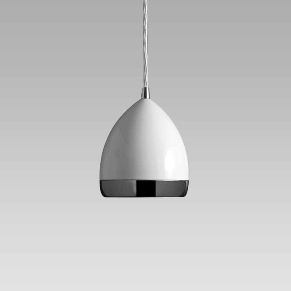 Suspended luminaire featuring a stylish design for indoor lighting; it can be installed on electrified tracks