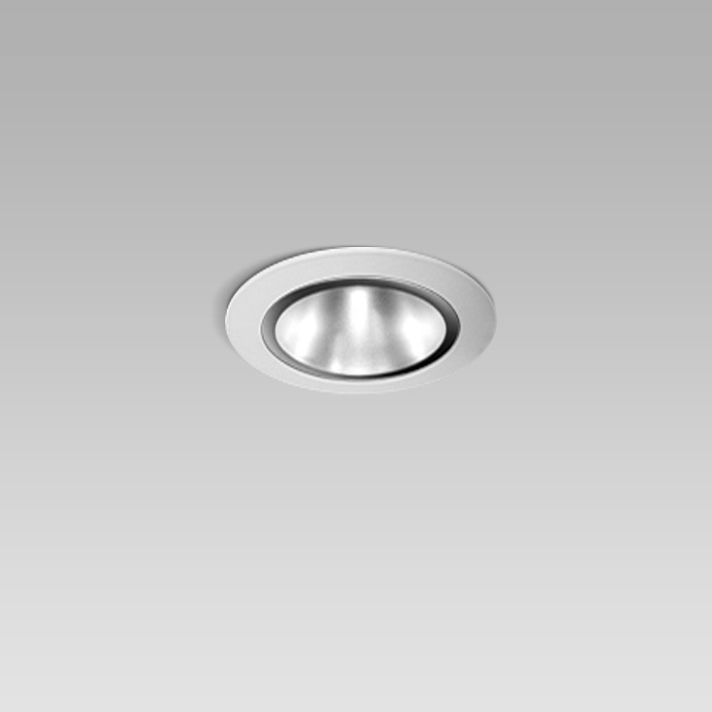 Luminaires encastrés  Ceiling recessed luminaire for indoor lighting with small size and elegant design, with black or metalized optic